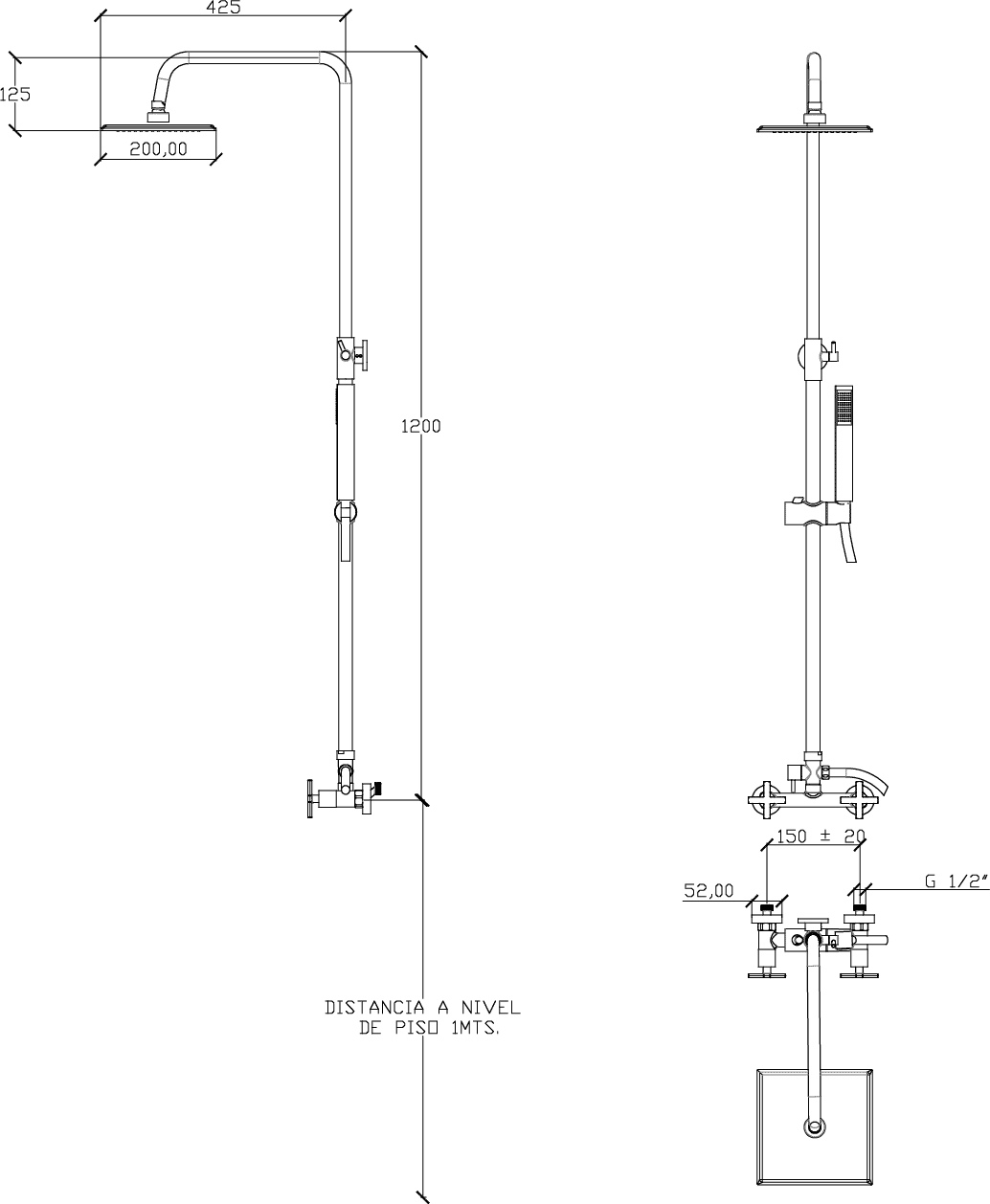 Diseño técnico - Ducha exterior Status