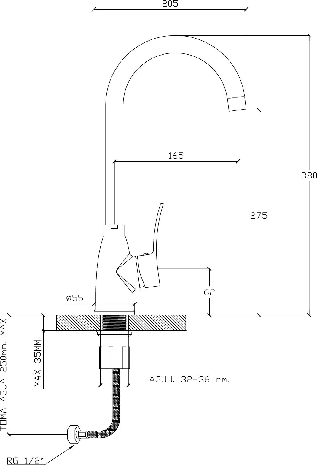 Diseño técnico - Cocina alto cromo (Nivo)