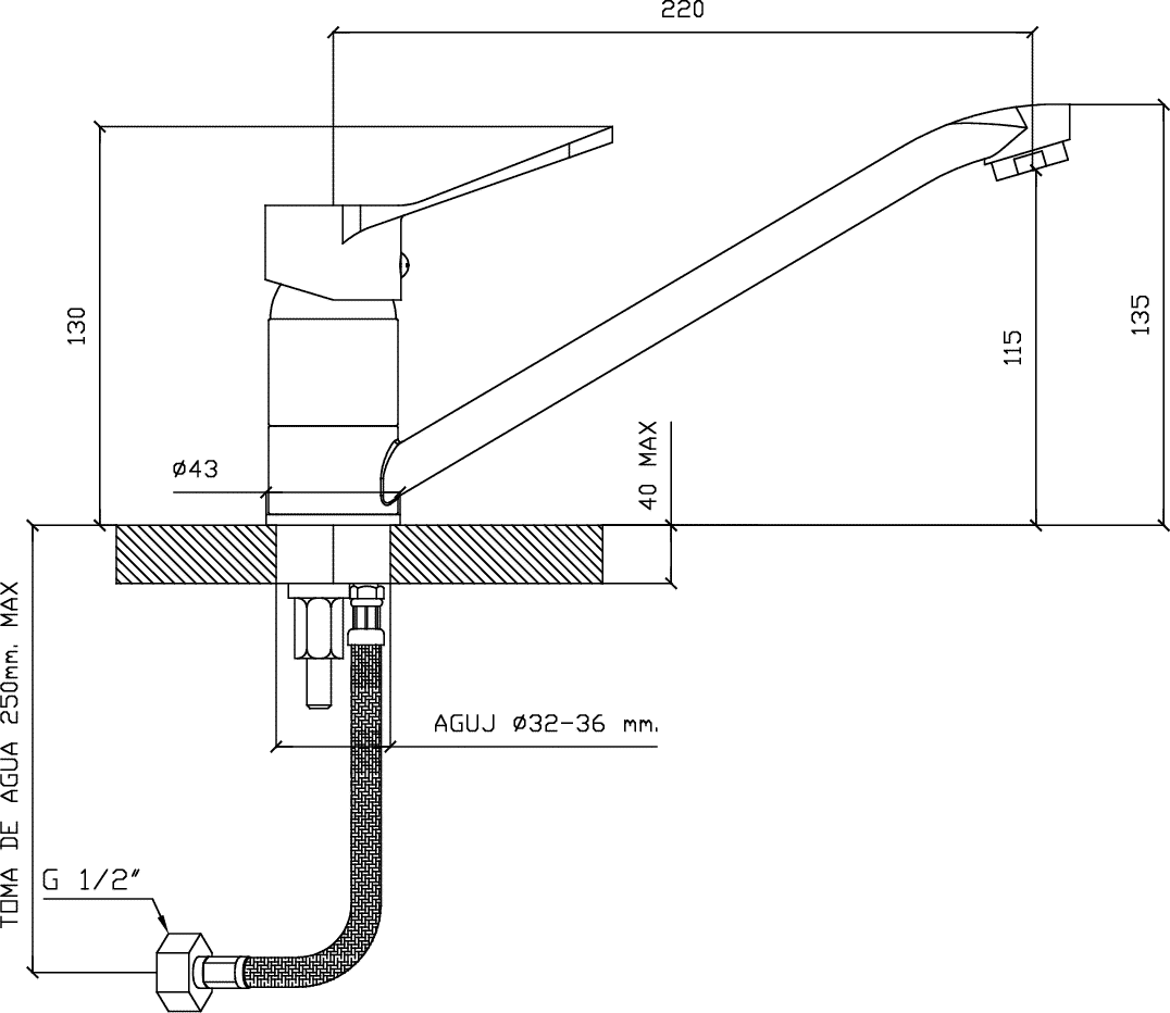 Diseño técnico - Cocina sobremesada (Eleve)