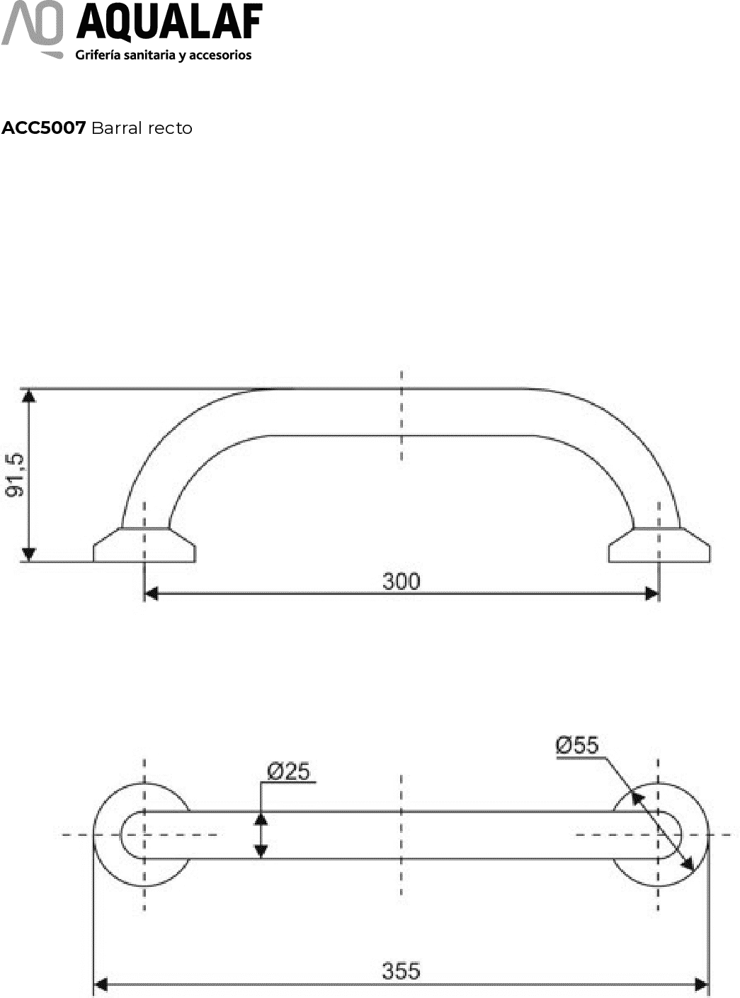 Diseño técnico - Agarradera recta