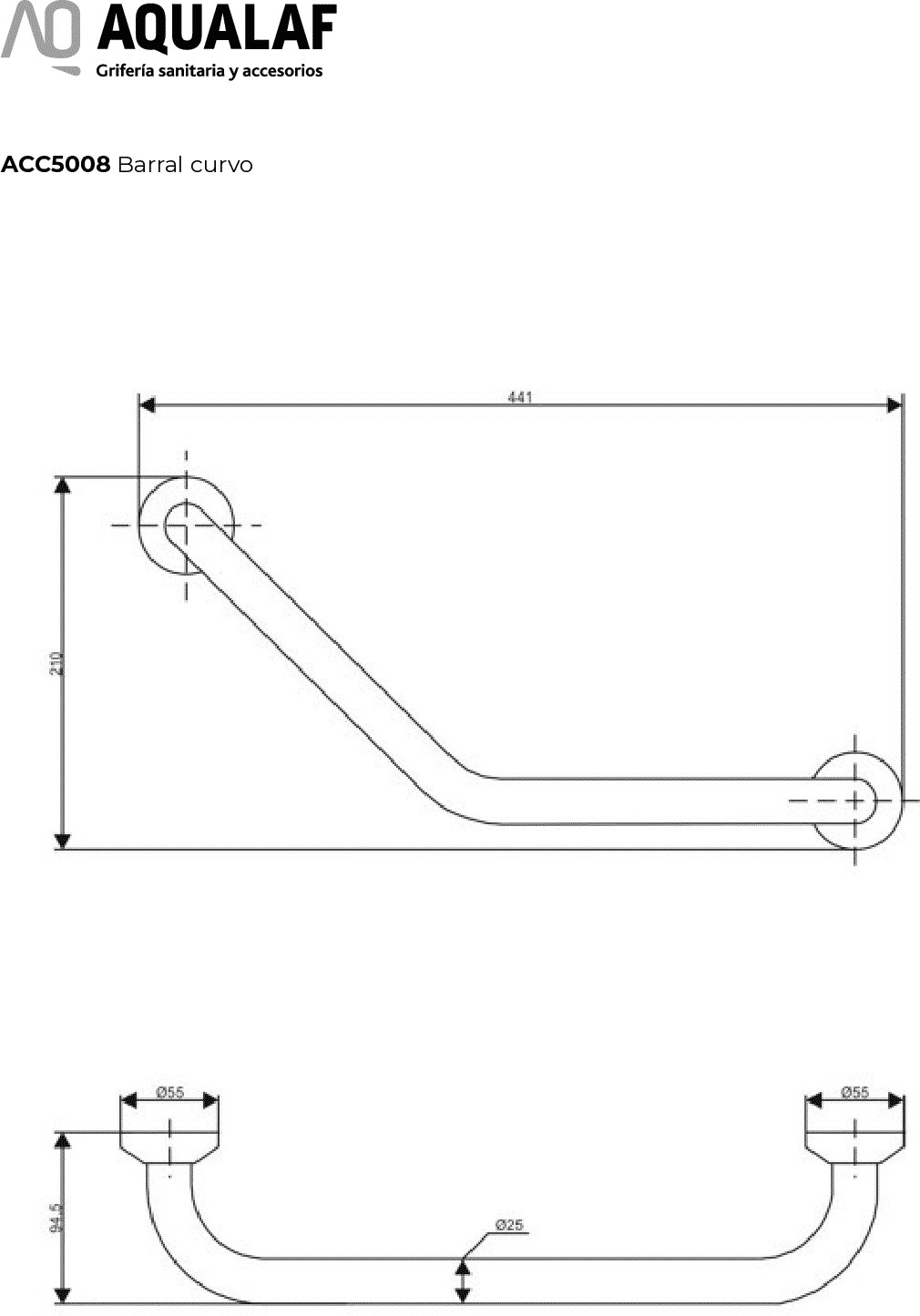 Diseño técnico - Agarradera curva