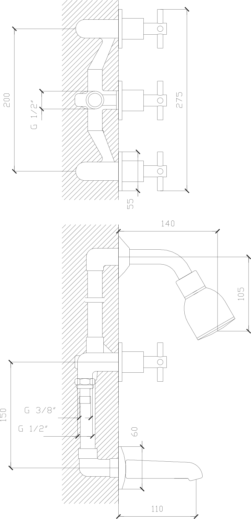 Diseño técnico - Ducha con Transferencia AQ8000