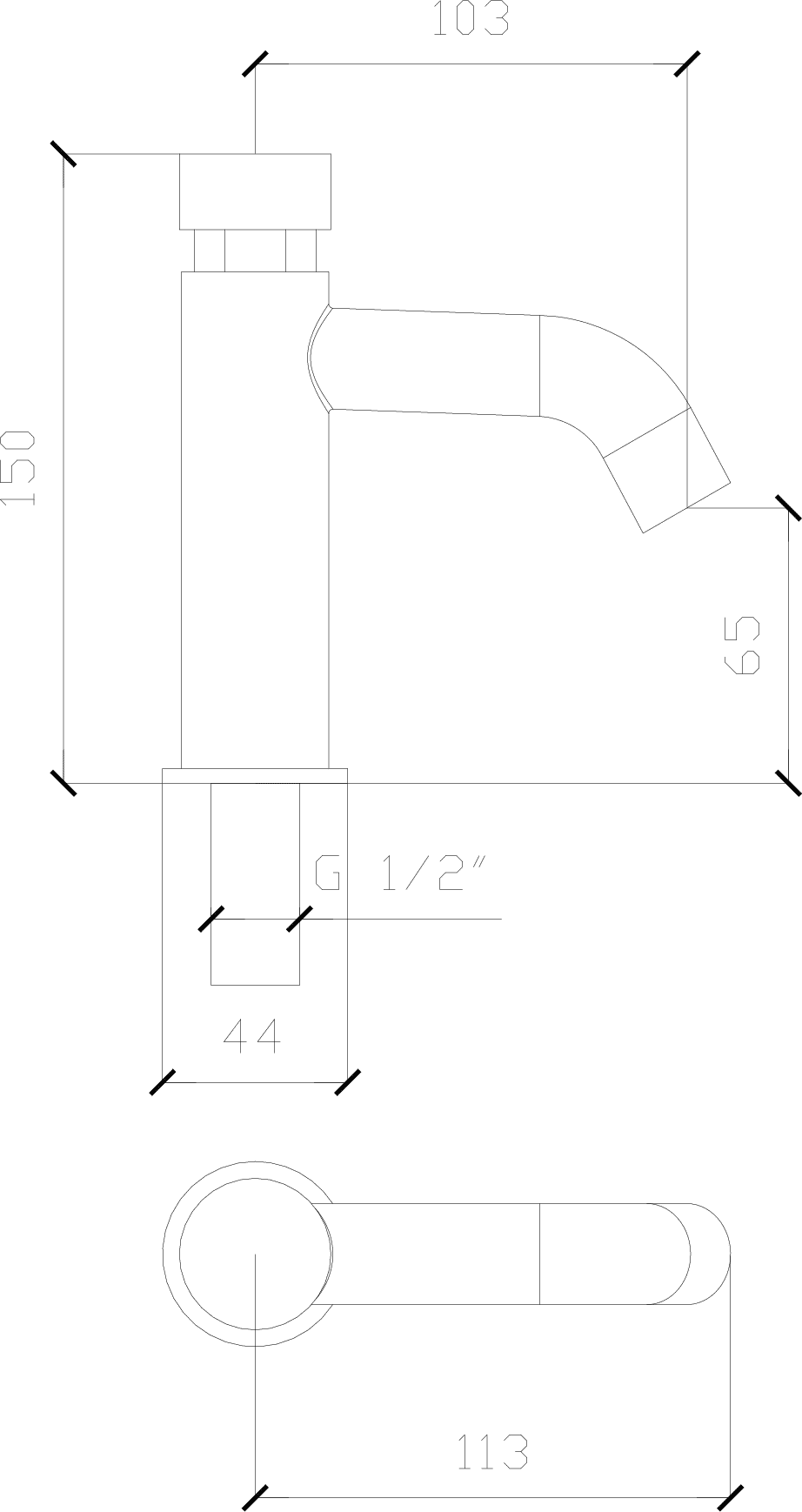 Diseño técnico - Lavatorio temporizado alto Aquamatic