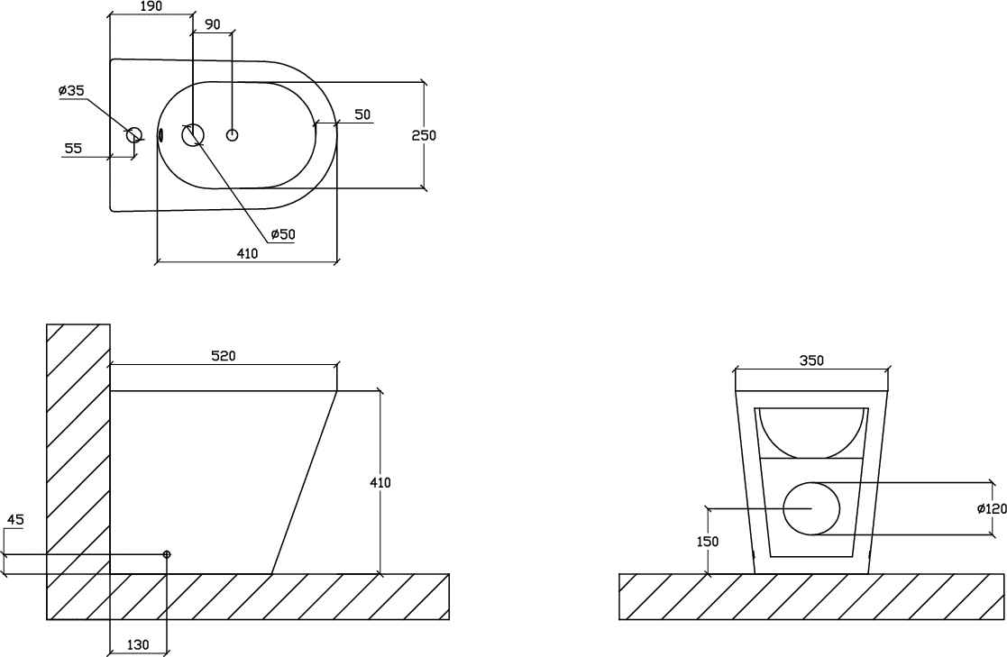 Diseño técnico - Bidet 1 agujero Livik