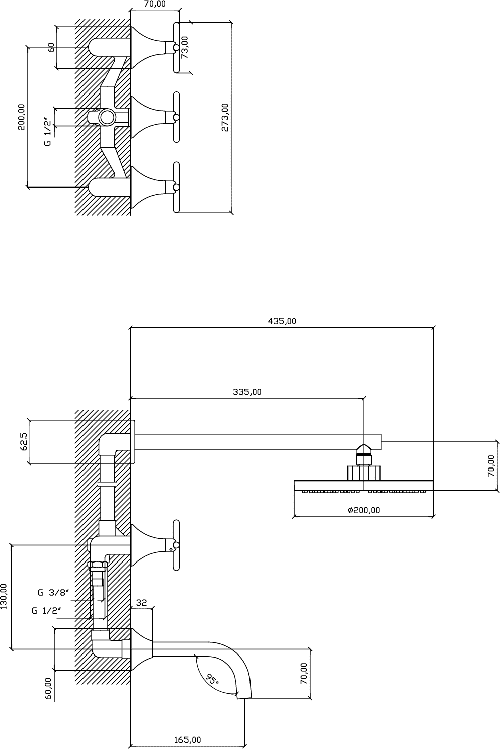 Diseño técnico - Ducha con transferencia Nordica