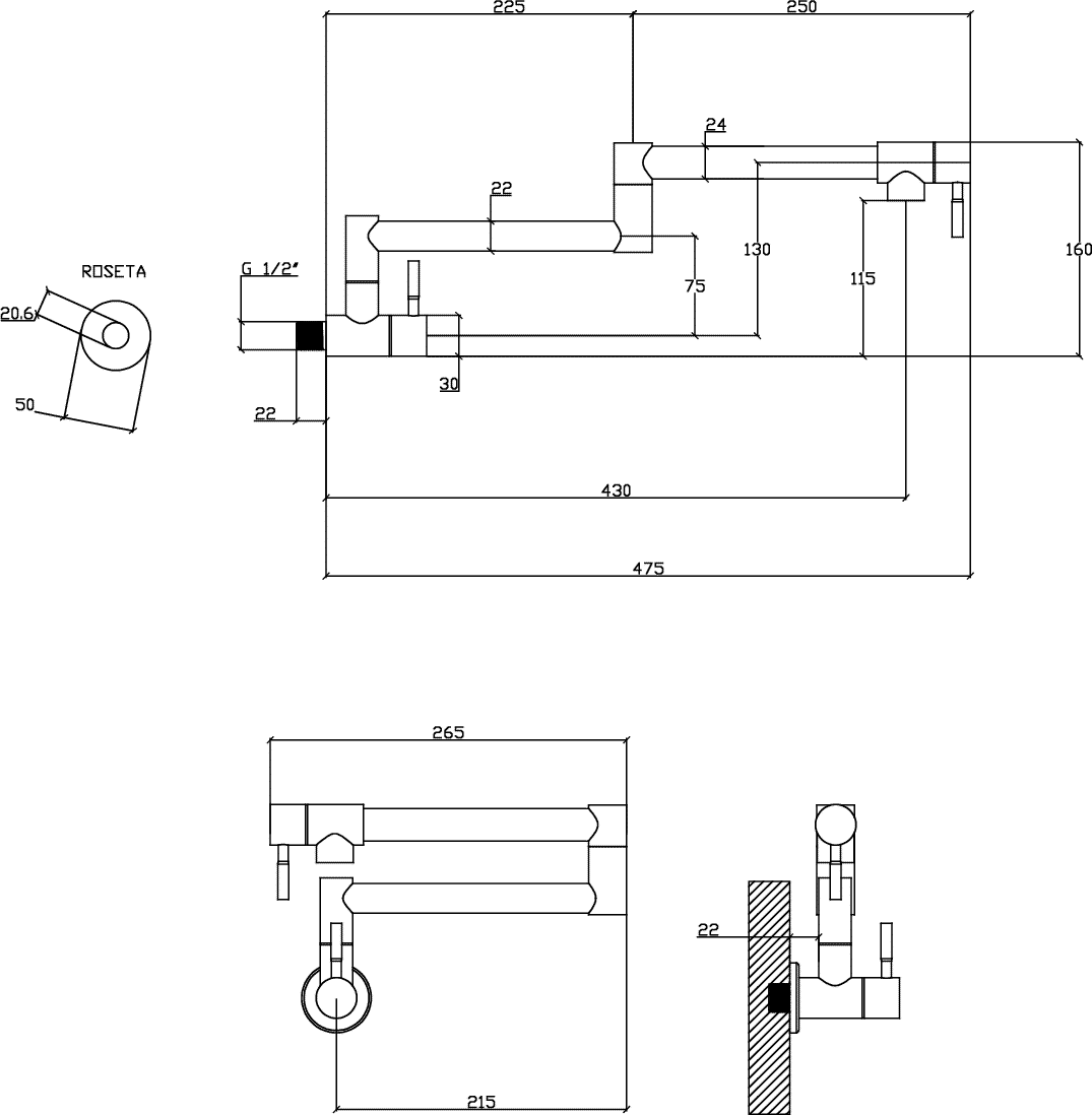 Diseño técnico - Cocina Articulada de pared Platil