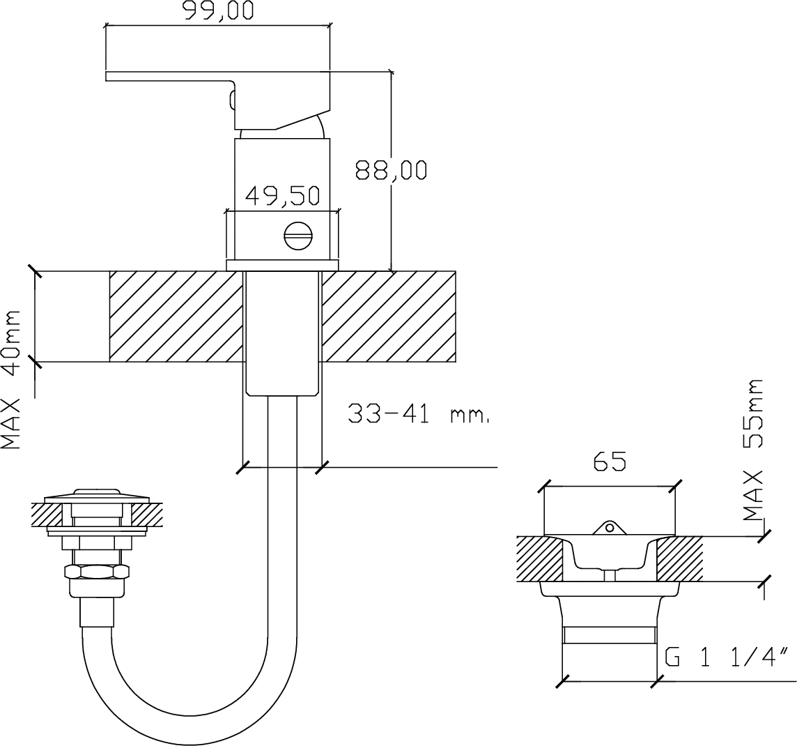 Diseño técnico - Bidet con transferencia Treviso