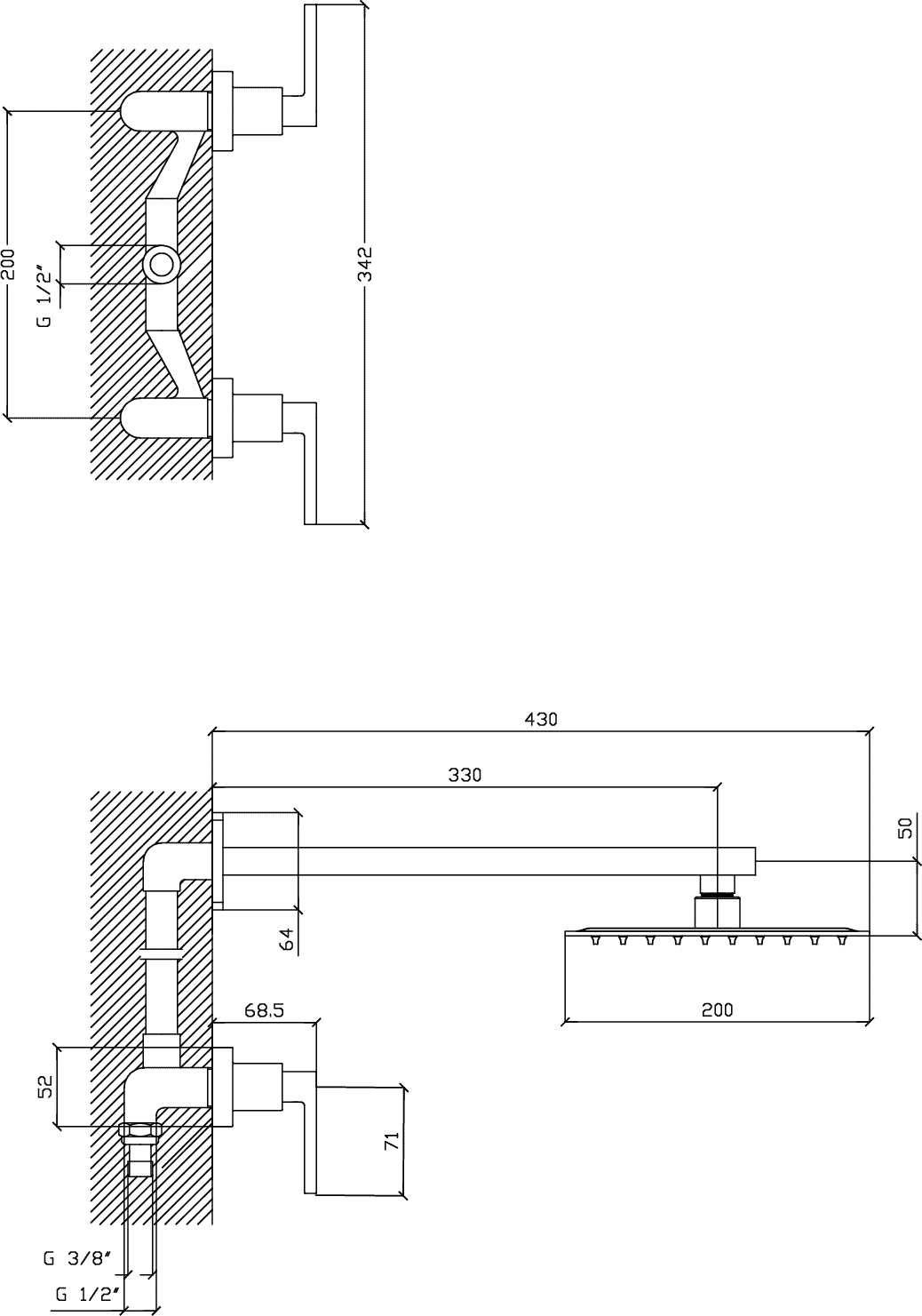 Diseño técnico - Ducha sin transferencia Brick Lever