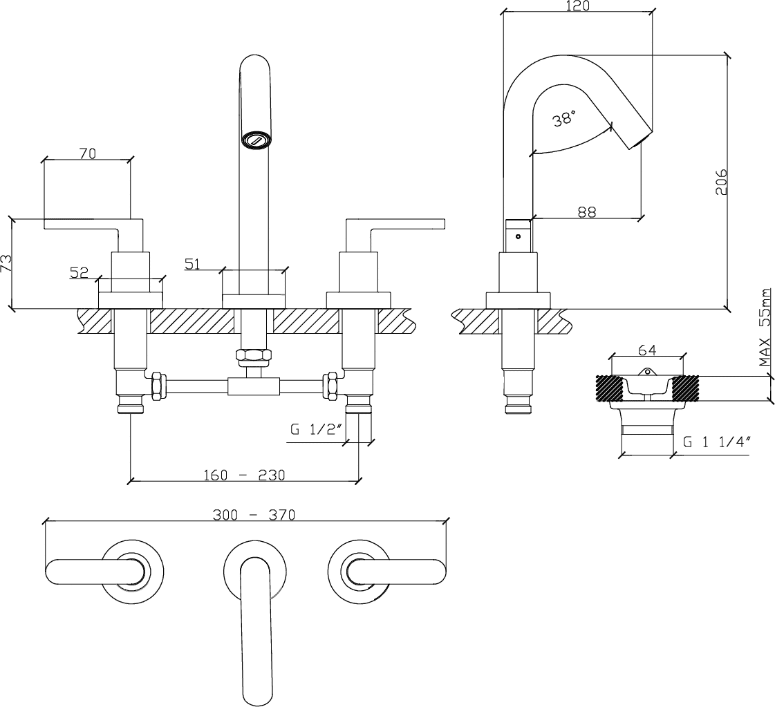 Diseño técnico - Lavatorio mesada Brick Lever