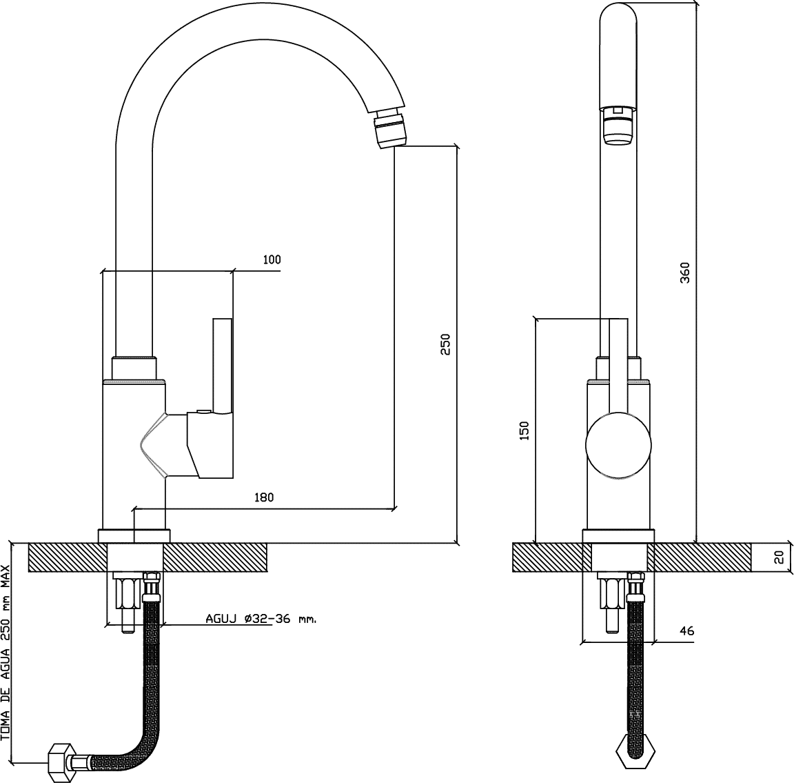 Diseño técnico - Cocina sobremesada Samara