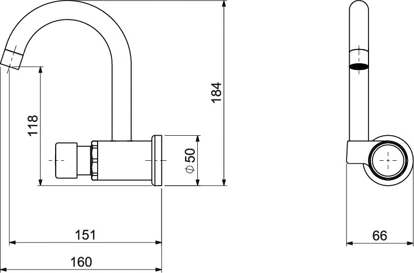Diseño técnico - Lavatorio de pared temporizado Decamatic pico alto
