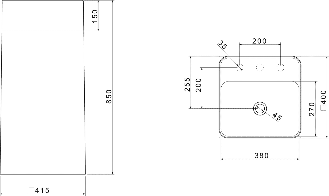 Diseño técnico - Bacha Deca de Piso LC.28.17