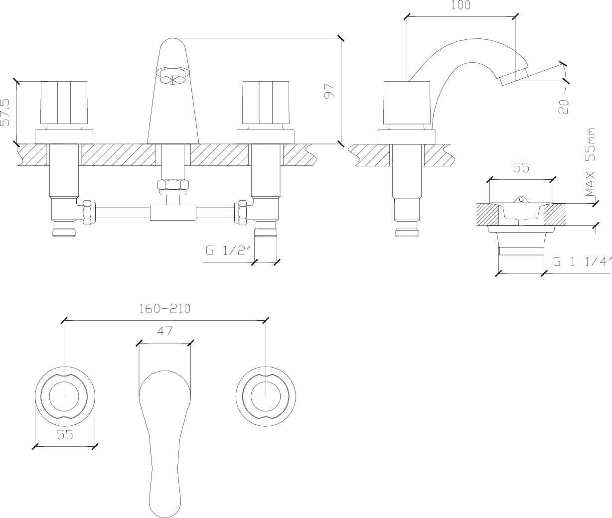 Diseño técnico - Lavatorio mesada Huilen