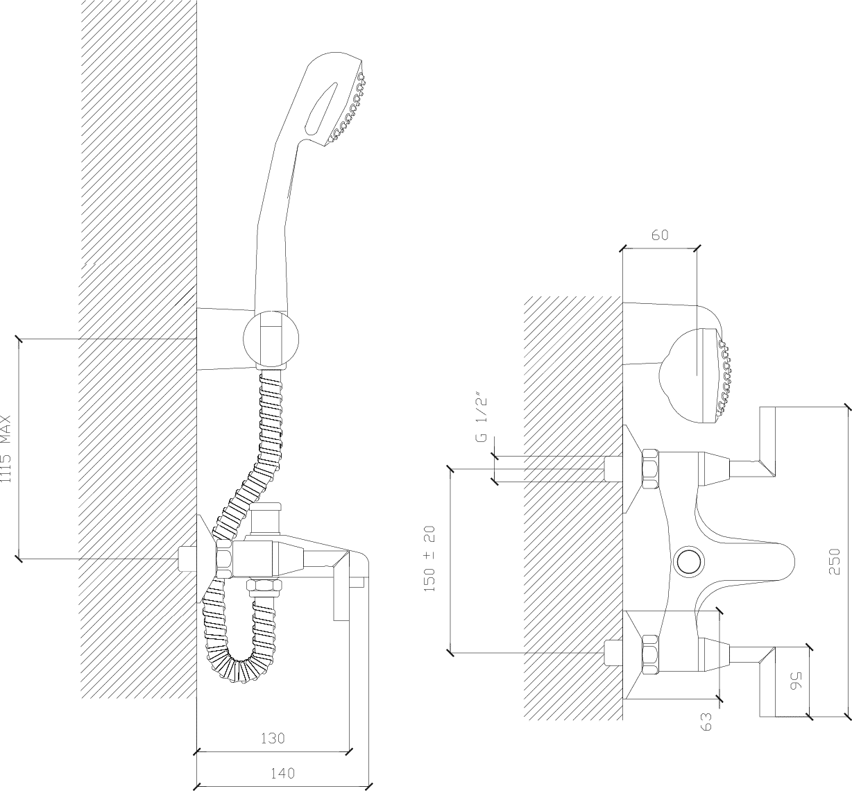 Diseño técnico - Bañera LX exterior Aukan lever