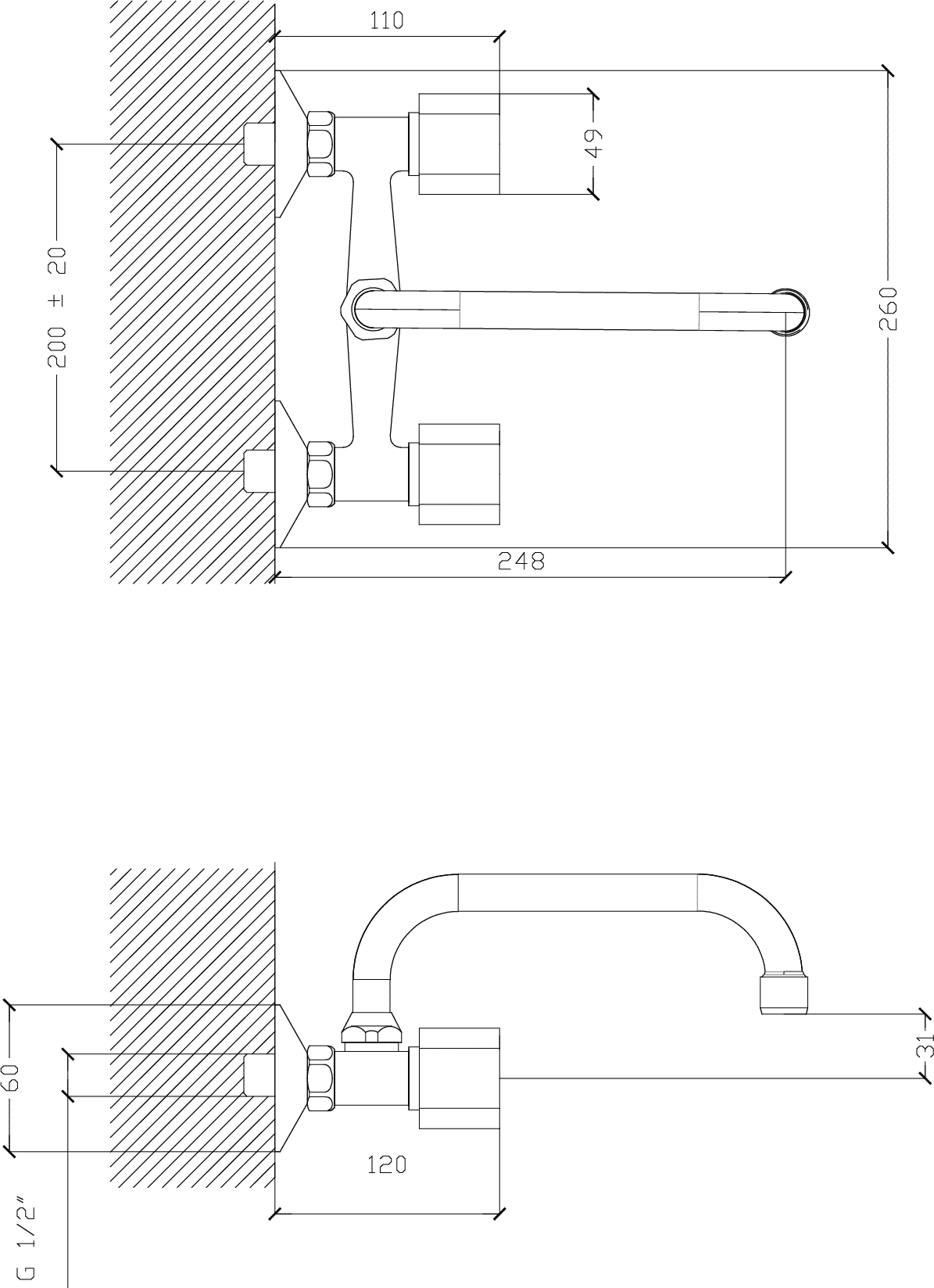 Diseño técnico - Cocina exterior pico U 20 cm Domo Classic