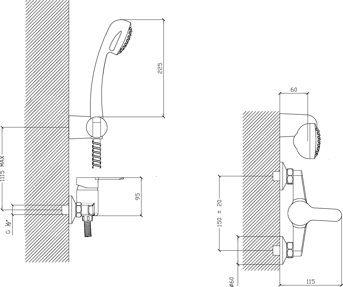 Diseño técnico - Ducha exterior Aluminé