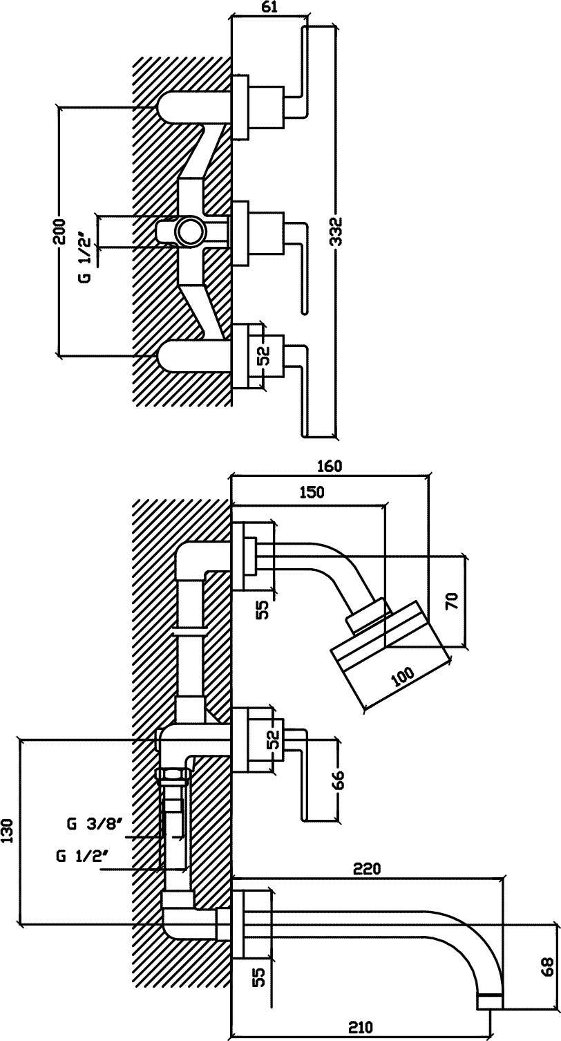 Diseño técnico - Bañera con transferencia Flex lever Deca