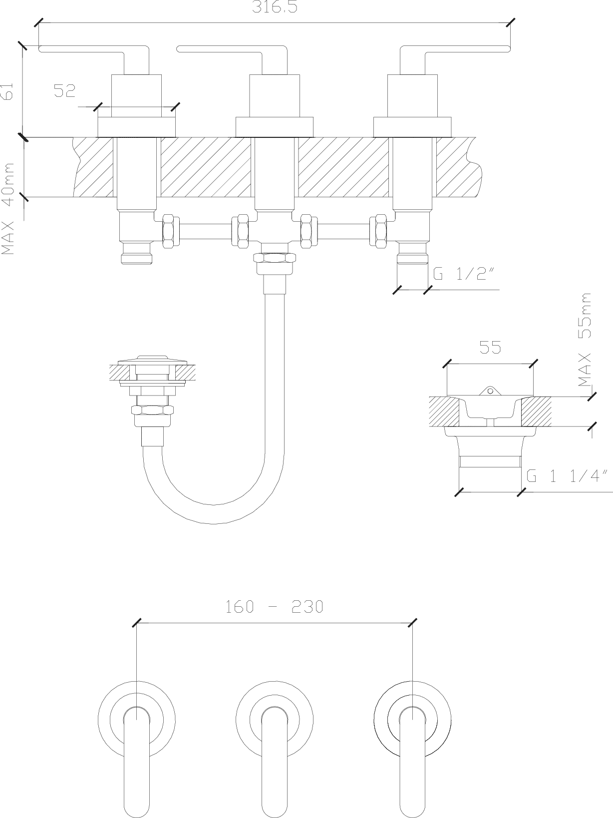 Diseño técnico - Bidet Flex lever Deca