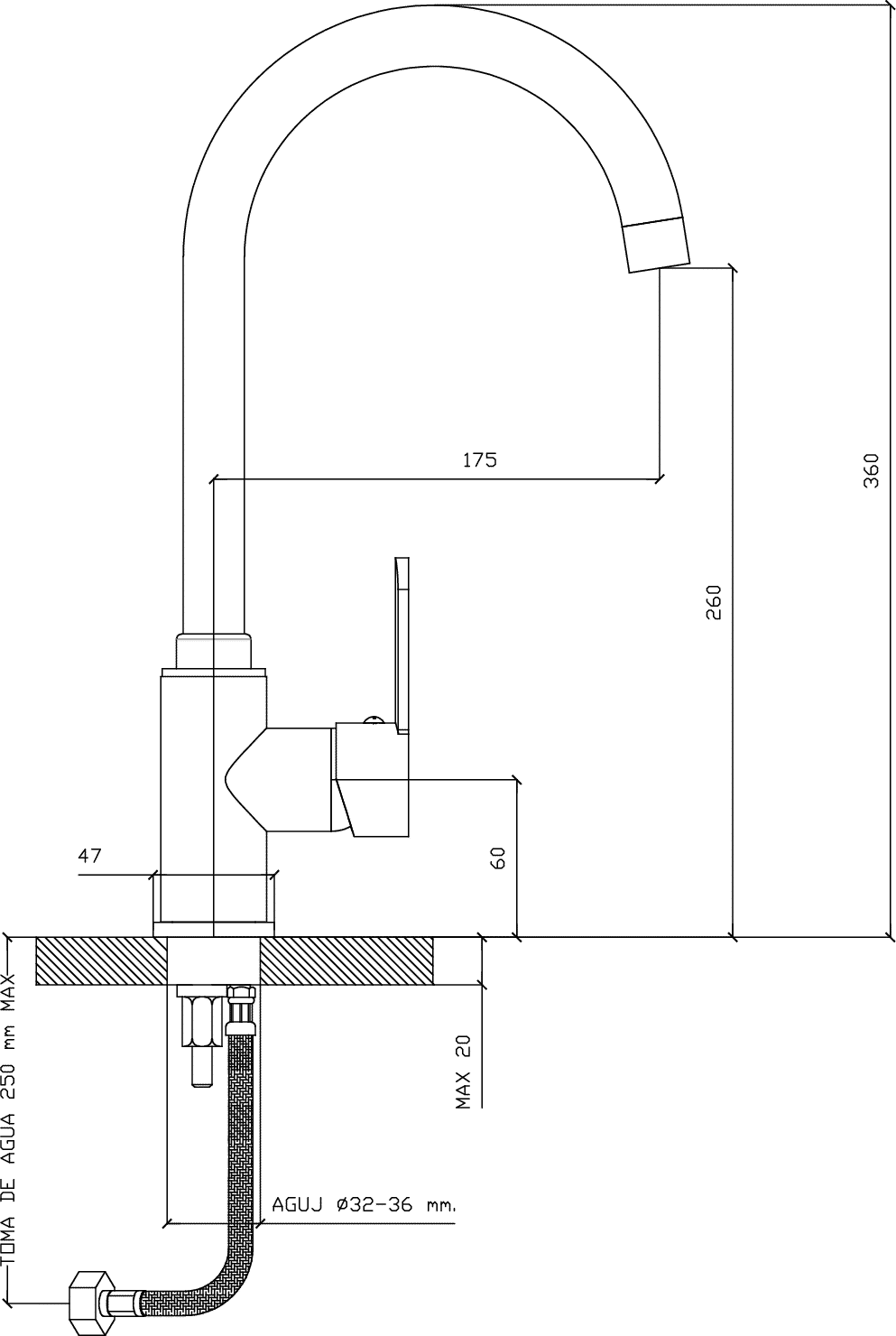 Diseño técnico - Cocina cisne Aluminé Swan