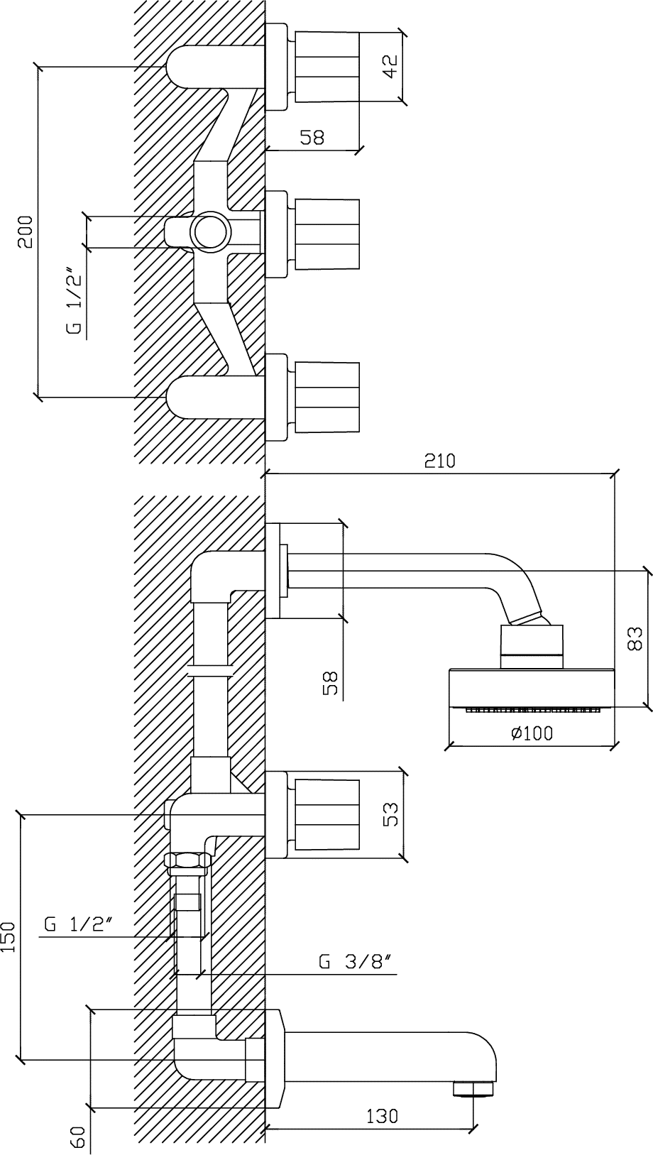 Diseño técnico - Ducha con transferencia Huilen