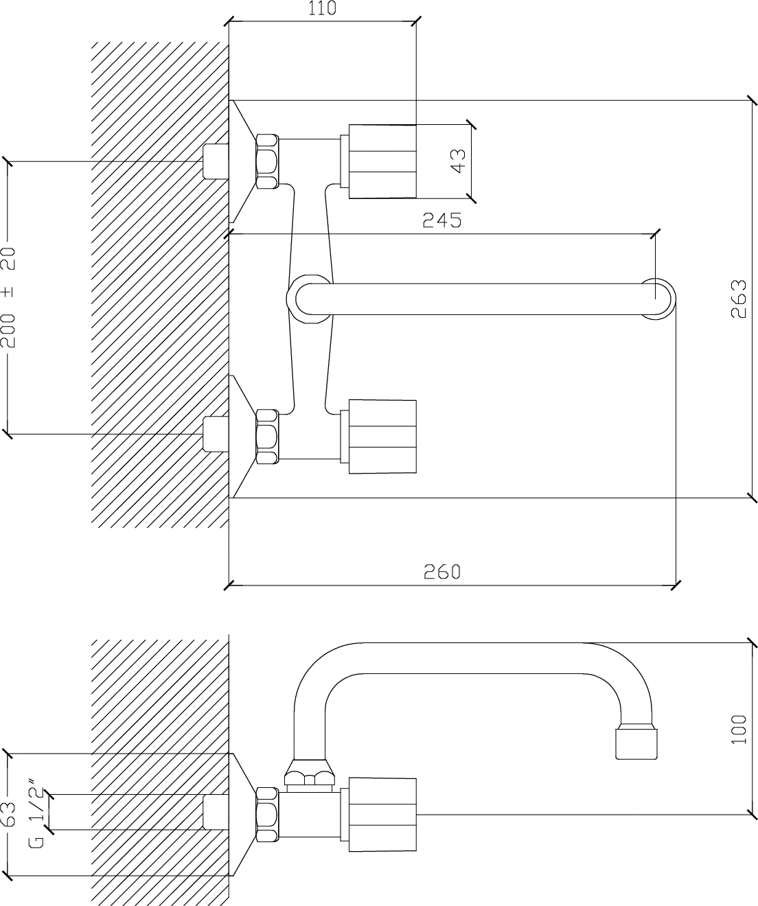 Diseño técnico - Cocina exterior pico U 20 cm Huilen