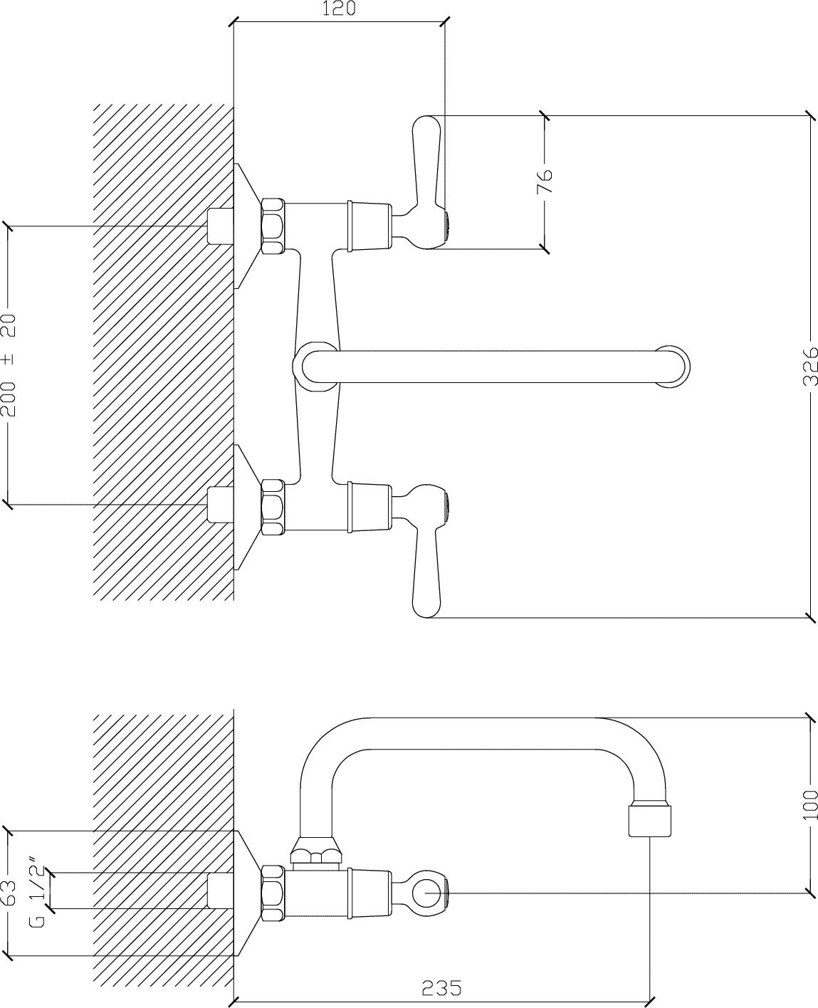 Diseño técnico - Cocina exterior pico U 20 cm Itati Lever