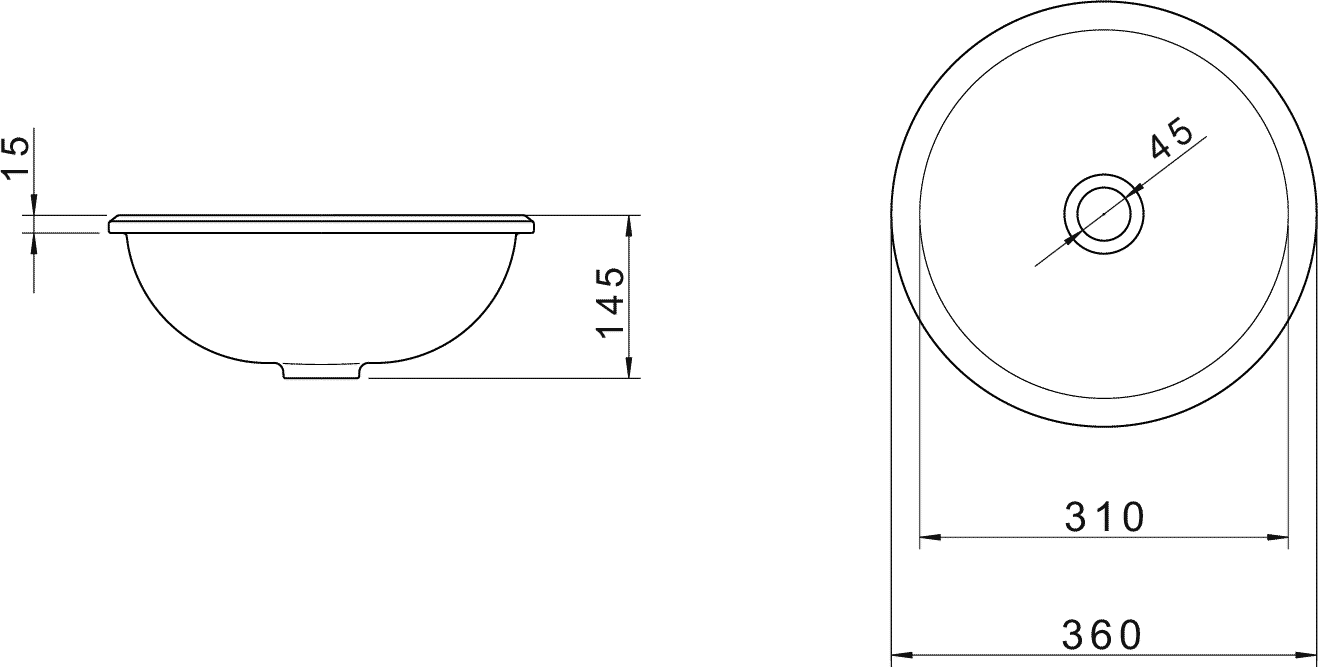 Diseño técnico - Bacha Deca bajo mesada L.41.17