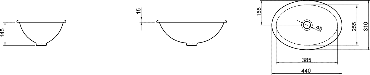 Diseño técnico - Bacha Deca sobremesada L.65.17