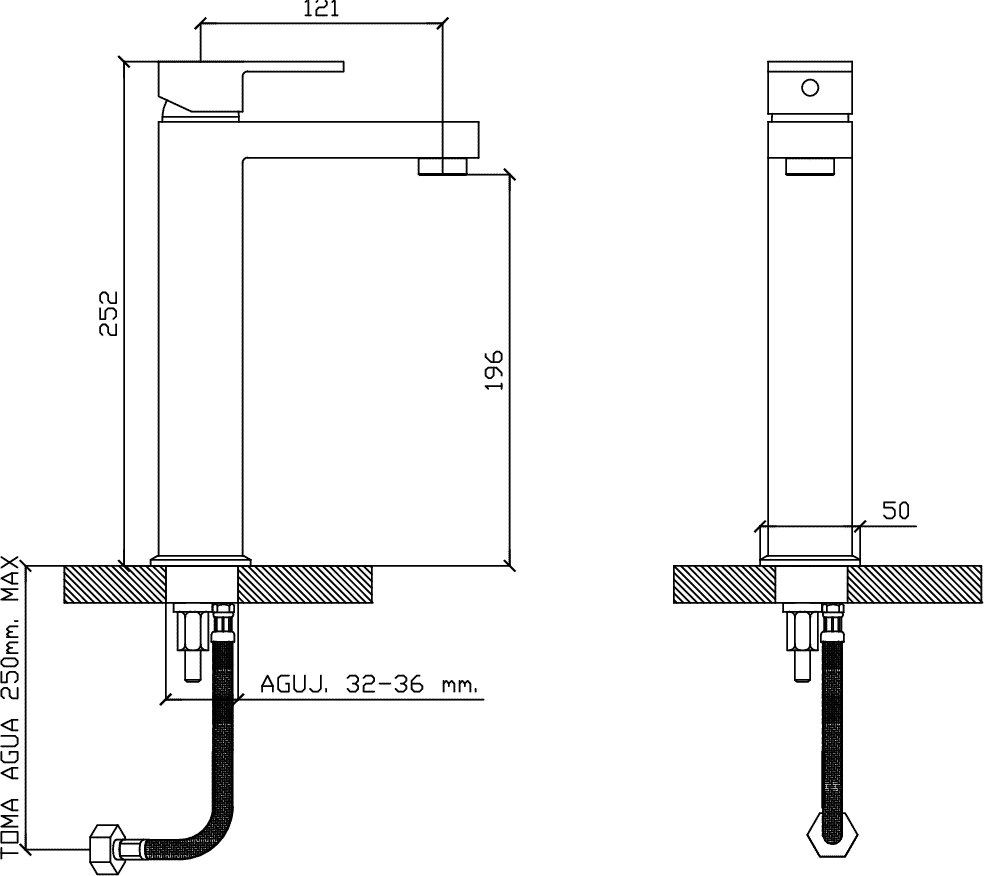 Diseño técnico - Lavatorio alto Treviso