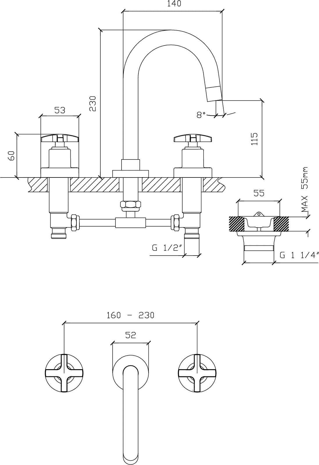 Diseño técnico - Lavatorio de mesada AQ1000