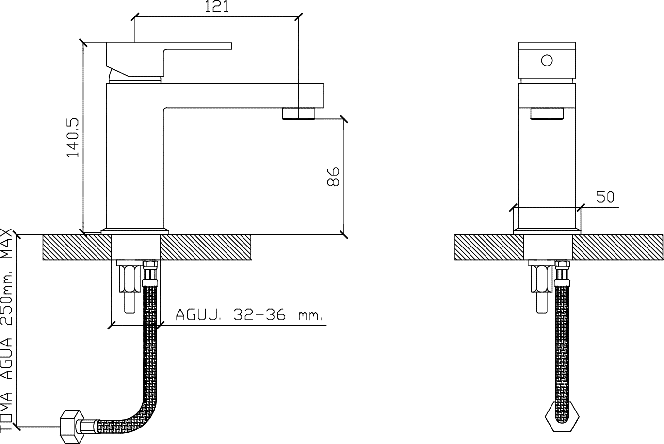 Diseño técnico - Lavatorio bajo Treviso