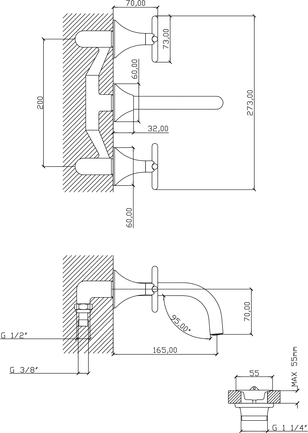 Diseño técnico - Lavatorio de pared Nordica