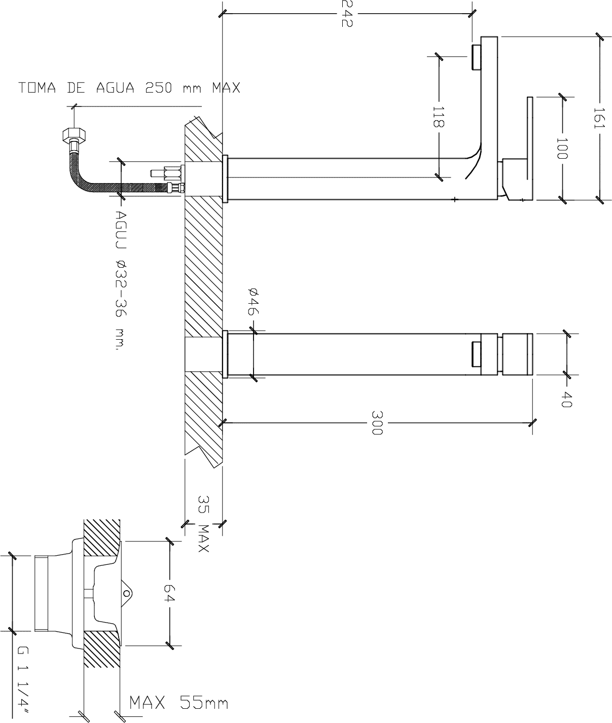 Diseño técnico - Lavatorio alto Drop Deca