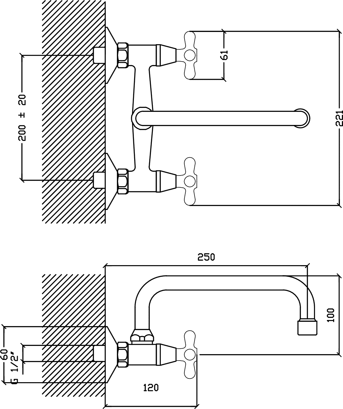 Diseño técnico - Cocina exterior pico U 20 cm Liwen