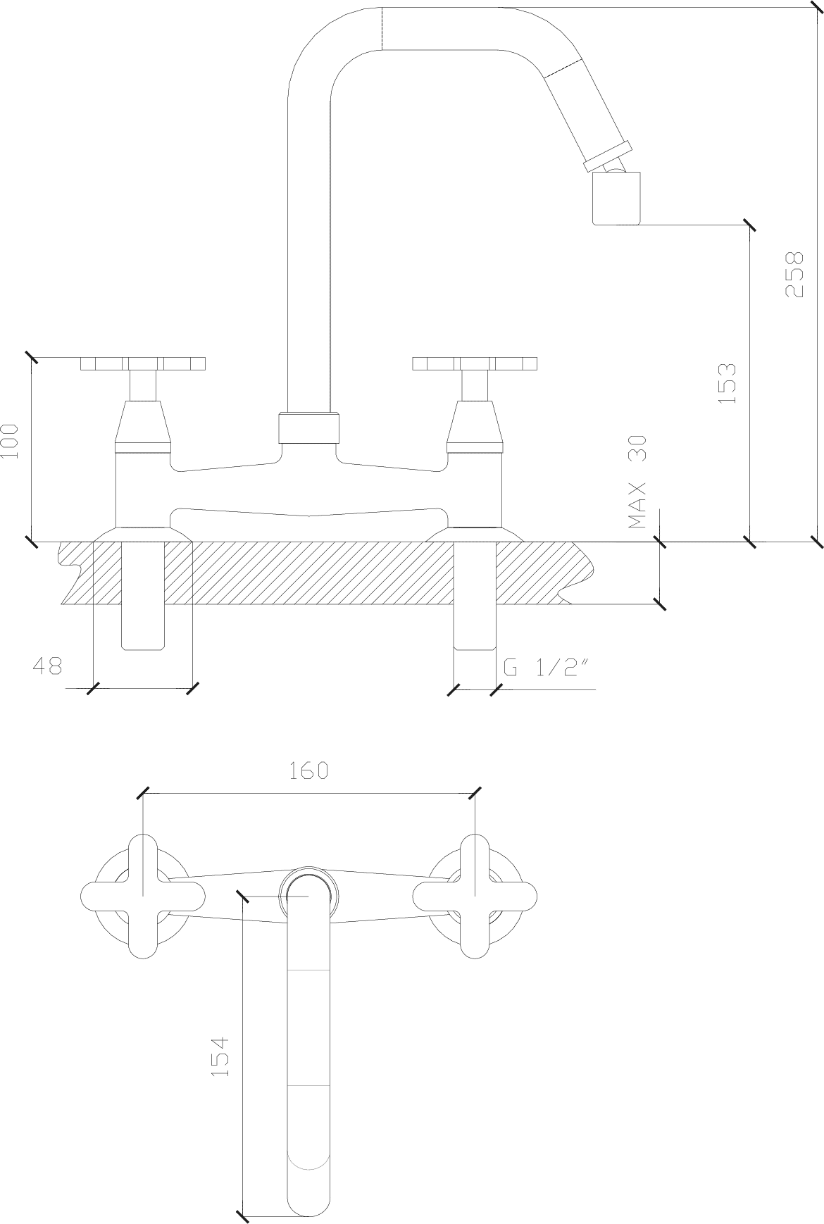 Diseño técnico - Cocina sobremesada Mailén Plus