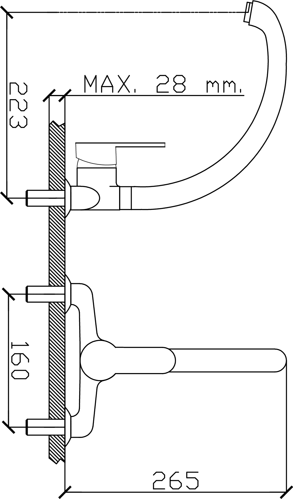Diseño técnico - Cocina sobremesada de 2 vias Aluminé