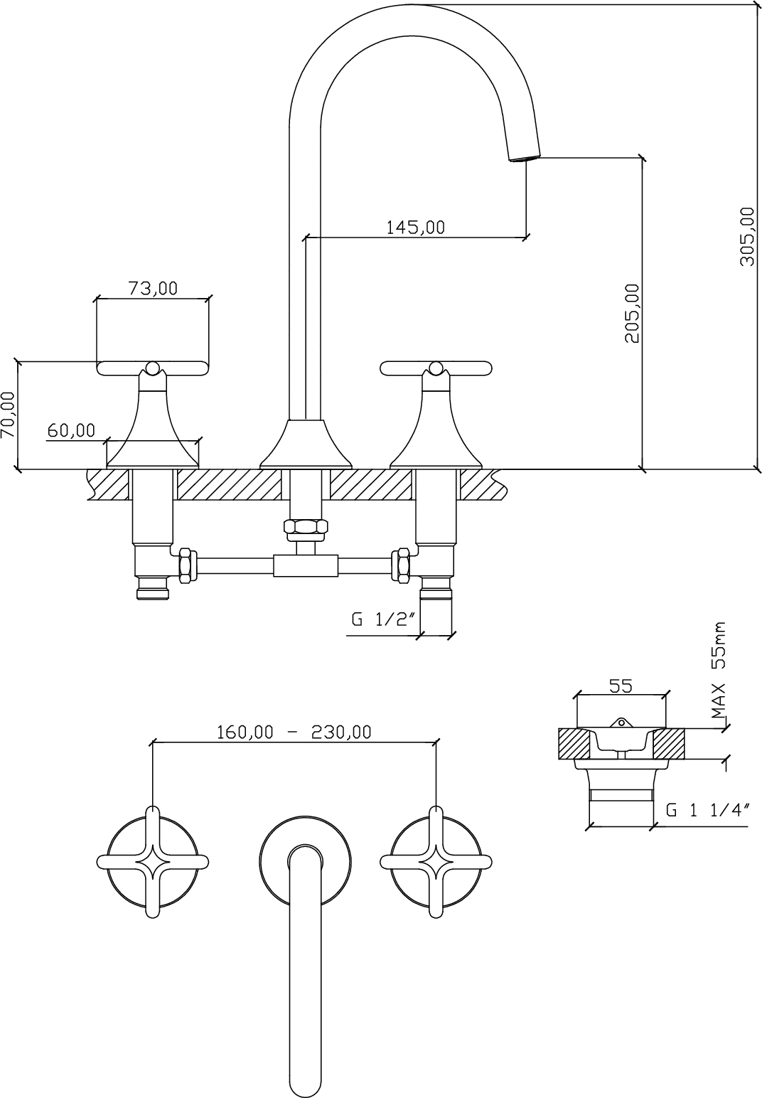 Diseño técnico - Lavatorio mesada Nordica