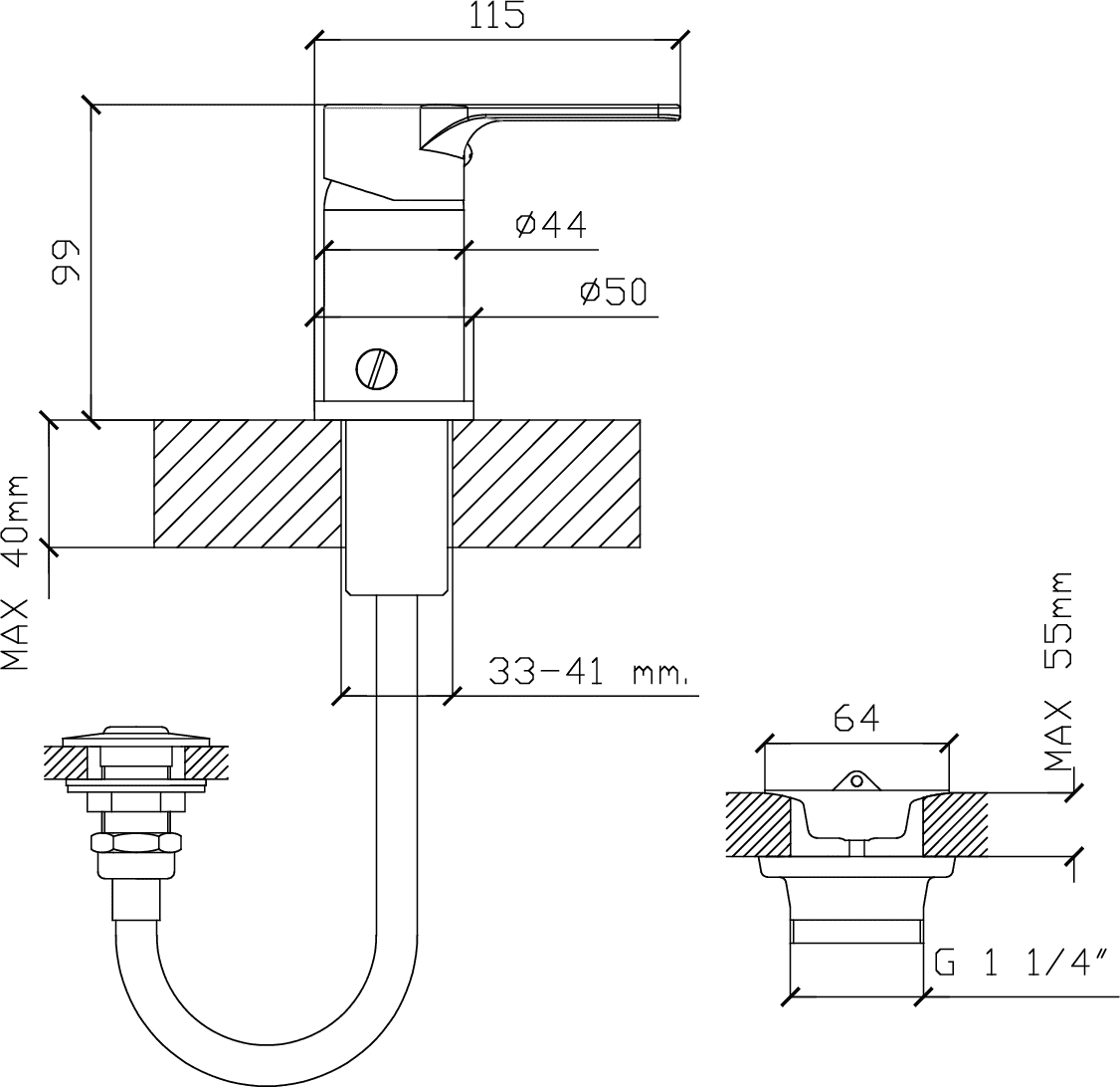 Diseño técnico - Bidet con transferencia Sole