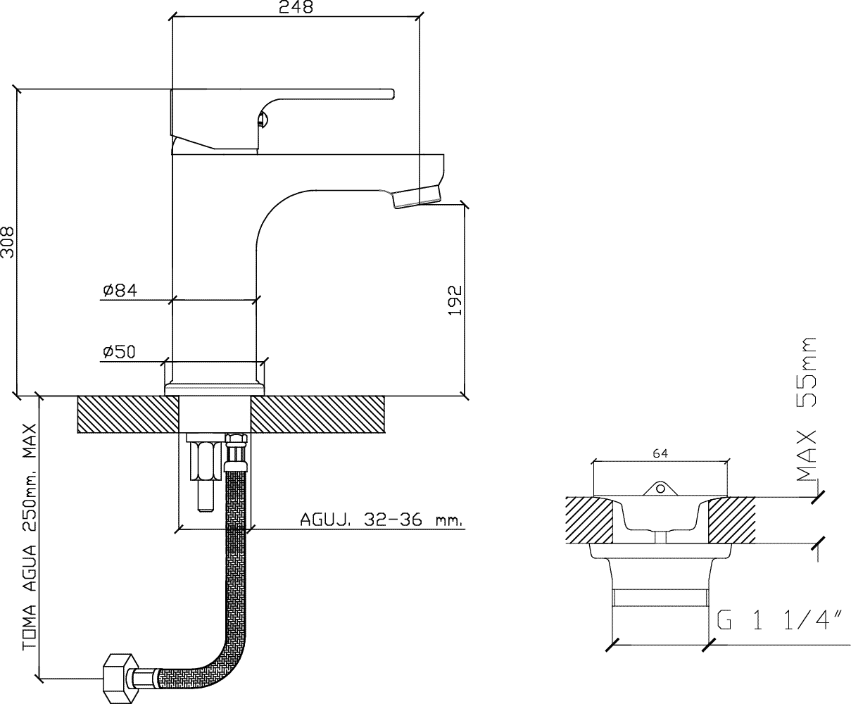 Diseño técnico - Lavatorio bajo Sole