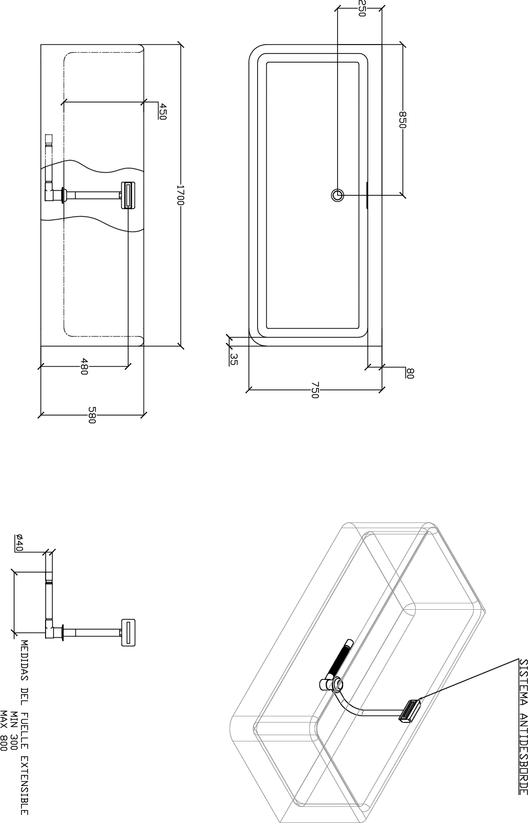 Diseño técnico - Bañera en Isla BÑD-9007
