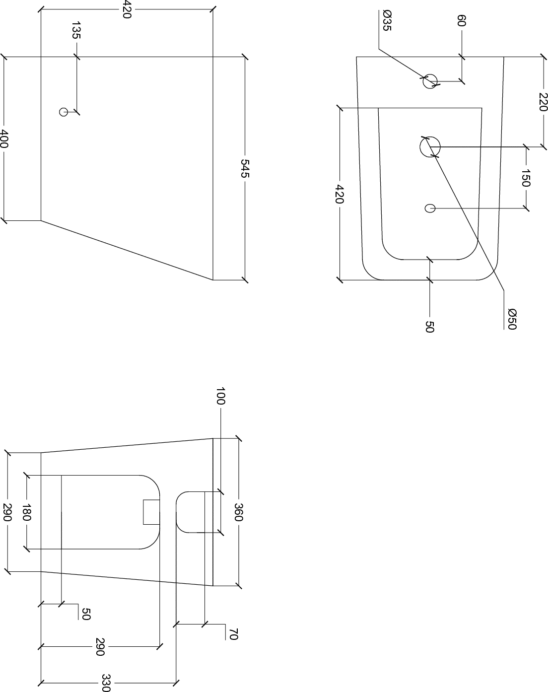 Diseño técnico - Bidet 1 agujero Vetra