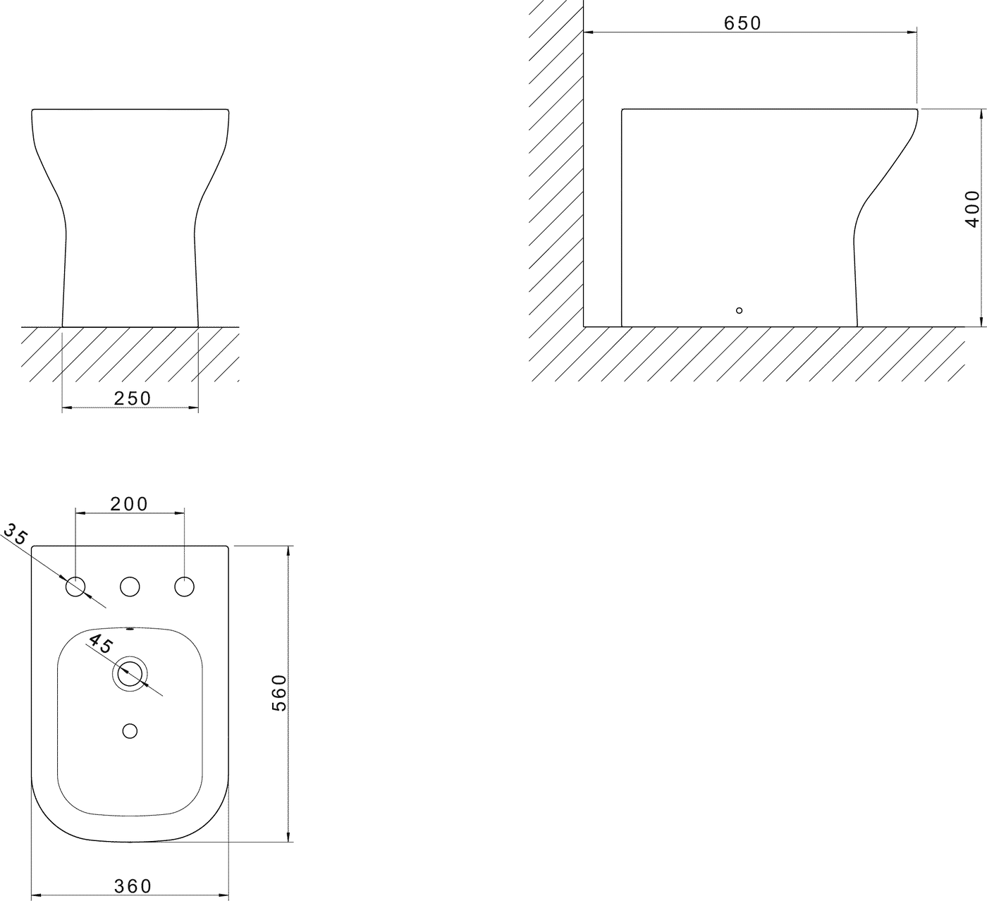 Diseño técnico - Bidet Axis blanco