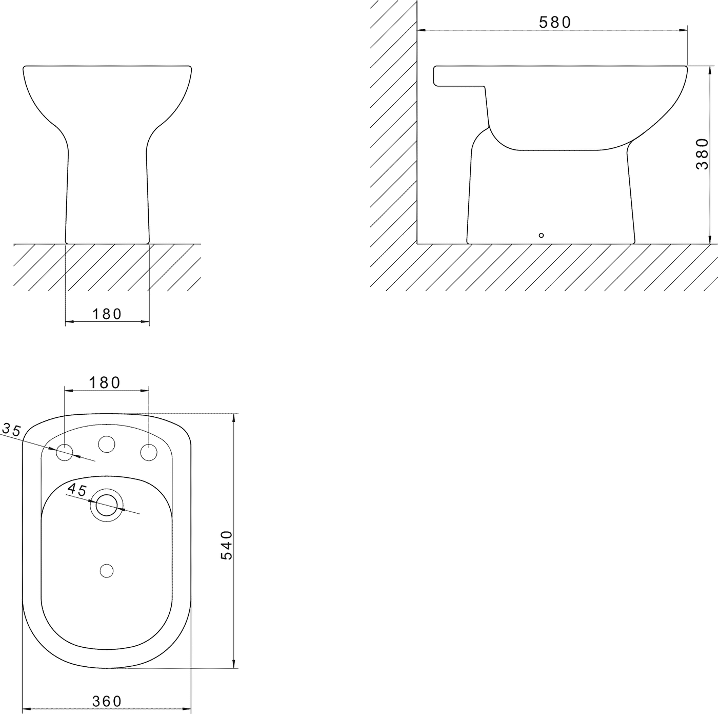 Diseño técnico - Bidet Vogue plus blanco