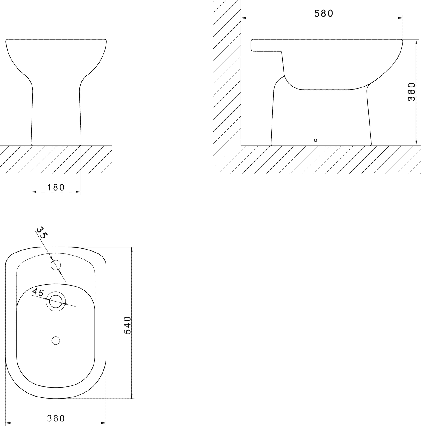 Diseño técnico - Bidet Vogue plus blanco