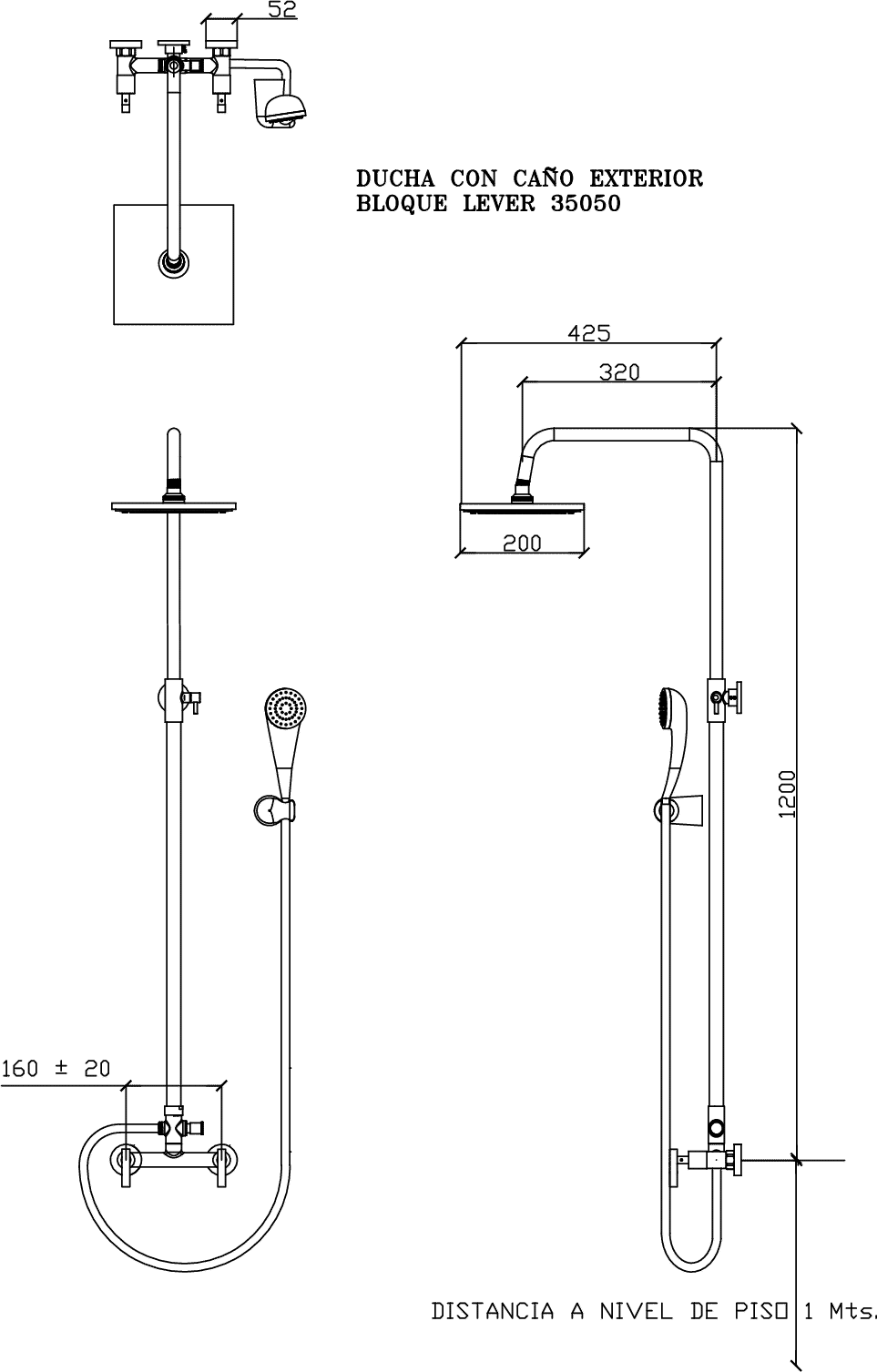 Diseño técnico - Ducha exterior Bloke lever