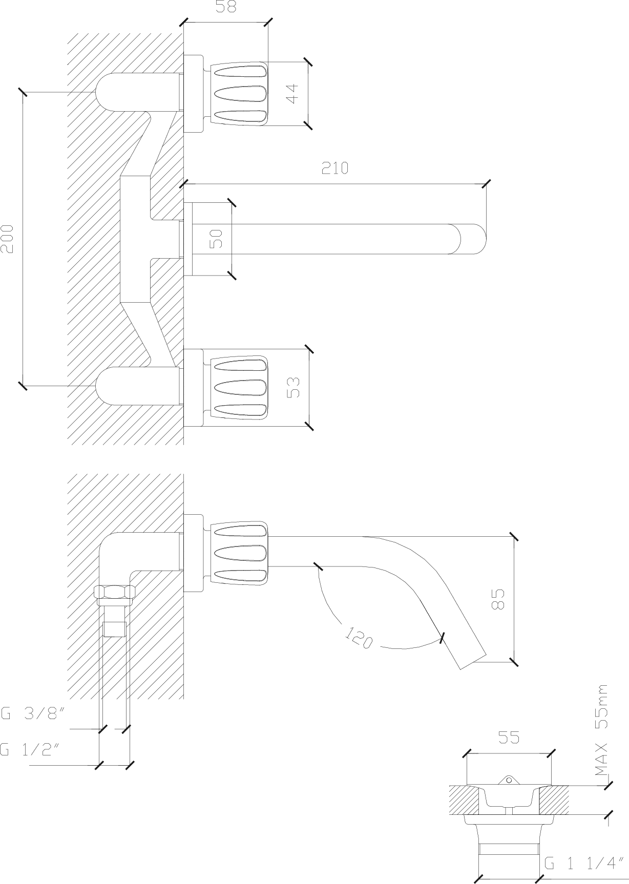 Diseño técnico - Lavatorio pared AQ6000