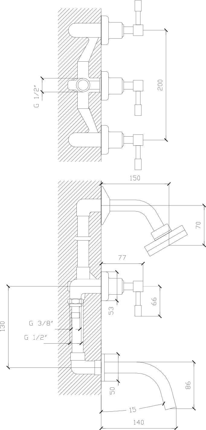 Diseño técnico - Ducha con transferencia Aruma lever