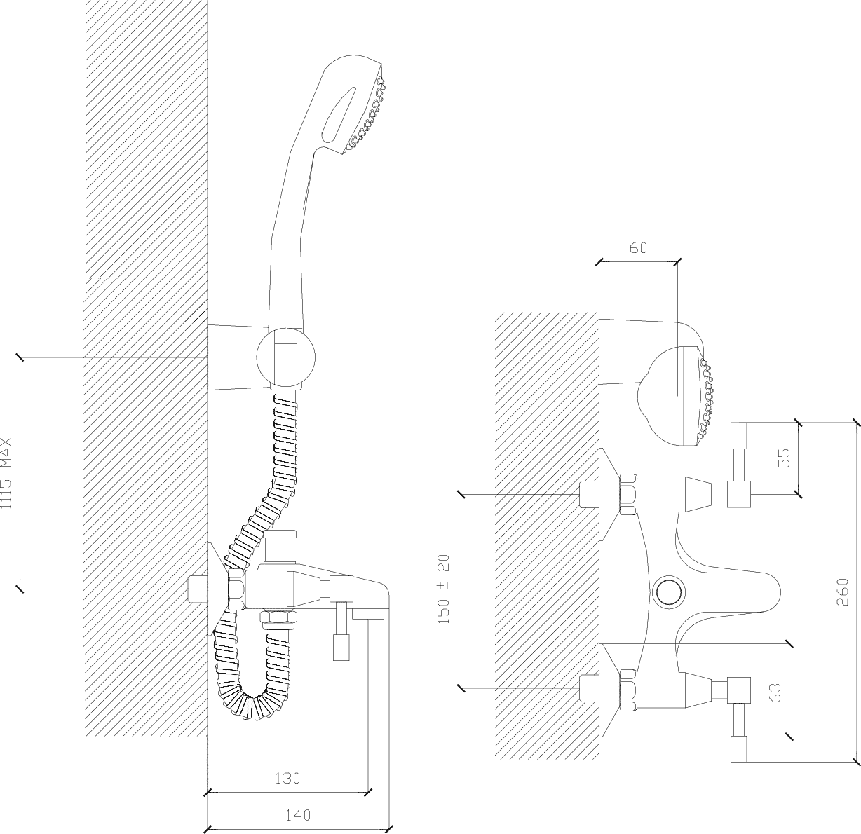 Diseño técnico - Bañera LX exterior Aruma lever