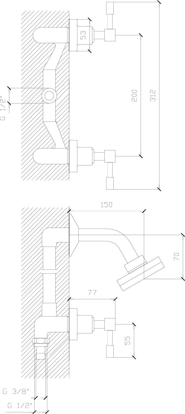 Diseño técnico - Ducha Aruma lever