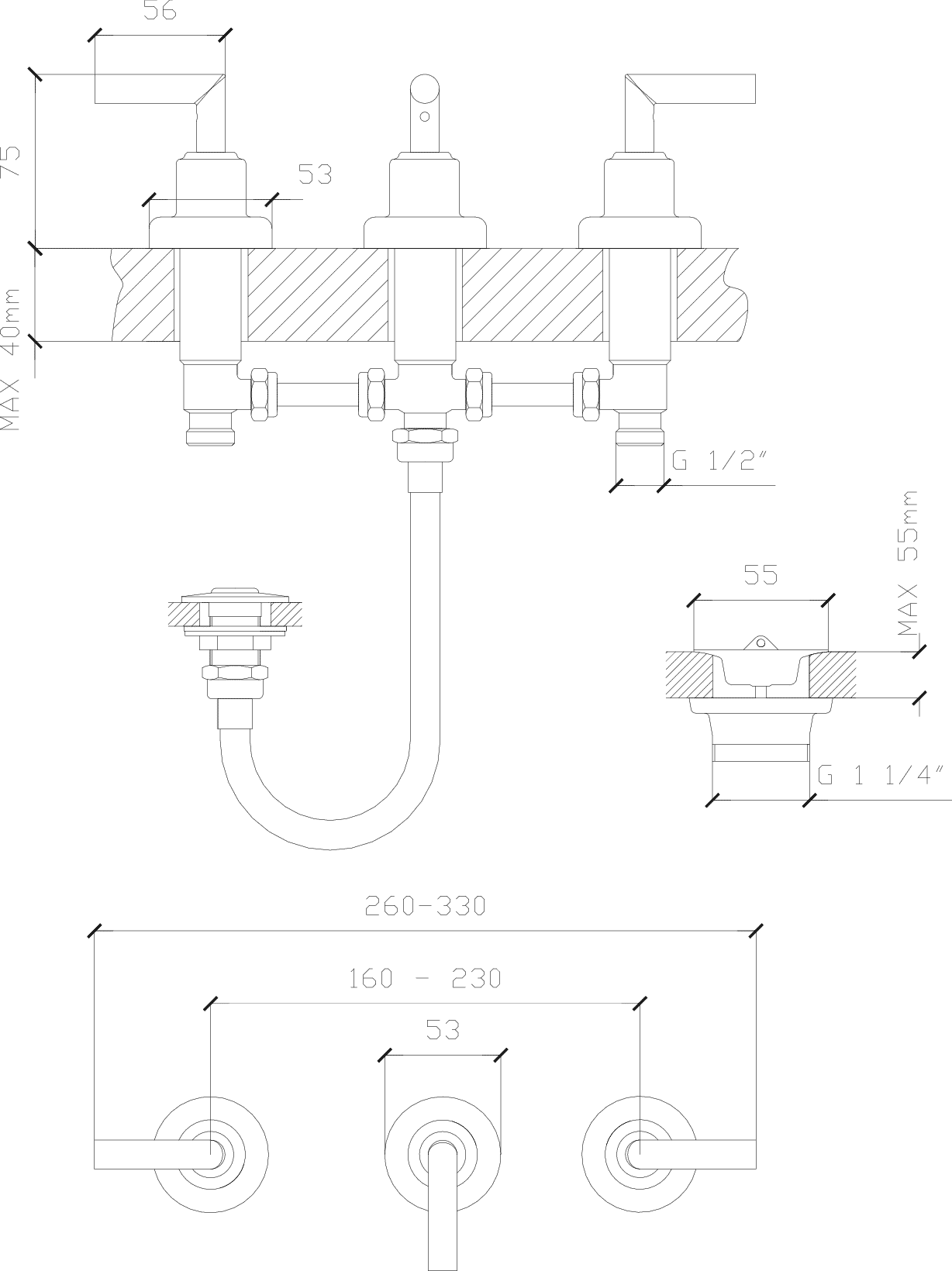 Diseño técnico - Bidet Aukan lever